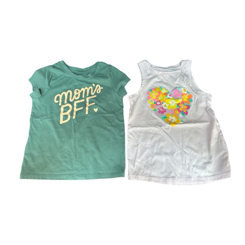 Cat & Jack Green and White Short Sleeve Tees